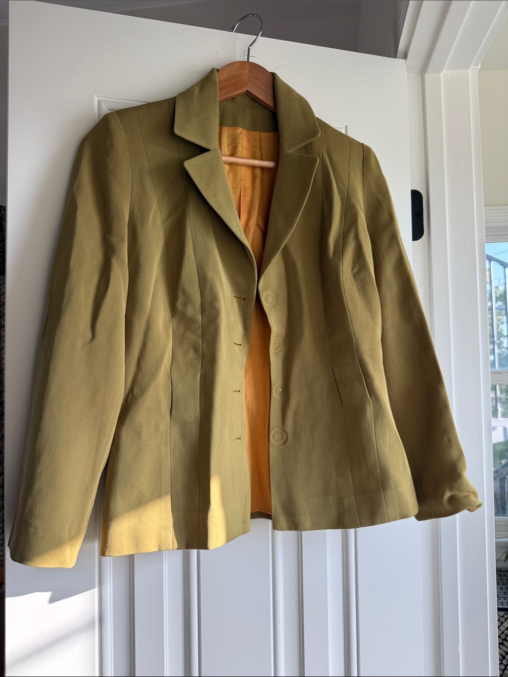 Olive Green Women's Tailored Blazer - Classic Single-Breasted Jacket 100% wool